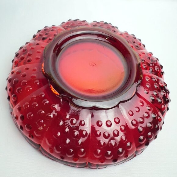 Fenton Ruby Red Glass Ashtray 8" Scalloped Edge MCM Vintage Trinket Dish USA - Picture 4 of 10